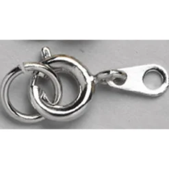Fjäderlås med motring / ringögla – Ø 5 mm. Silverfärgade, 50-pack.
