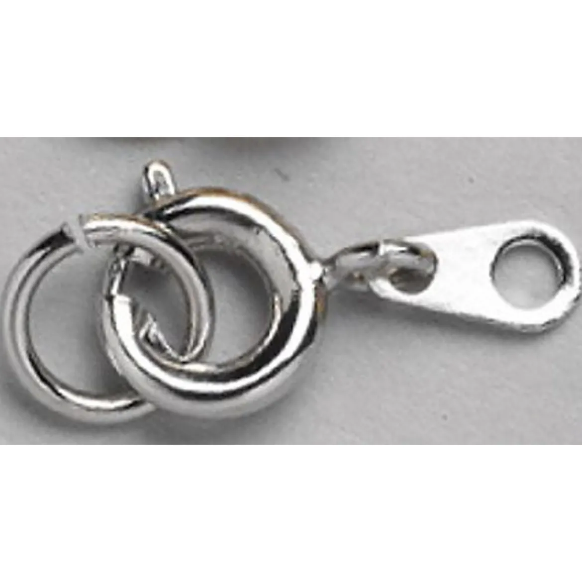 Fjäderlås med motring / ringögla – Ø 5 mm. Silverfärgade, 50-pack.