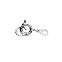Fjäderlås med motring / ringögla – Ø 5 mm. Silverfärgade, 10-pack.