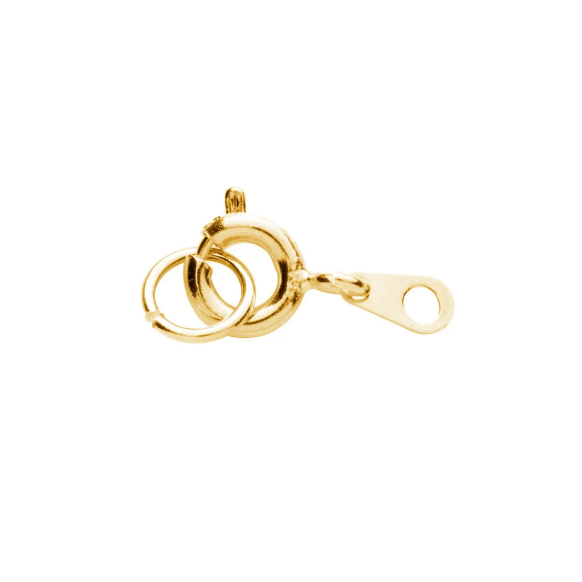 Fjäderlås med motring / ringögla – Ø 5 mm. Guldfärgade, 10-pack.