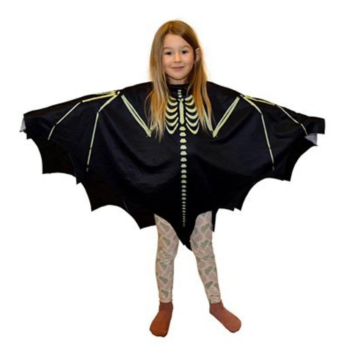 Fladdermus – poncho för utklädnad till halloween och maskerad, från 4–7 år