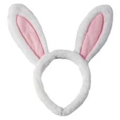 Fluffigt vitt diadem med kaninöron – 24×26 cm