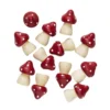 Flugsvampar av trä med målad hatt, 12-pack. Höjd 30 mm, hatt Ø20 mm