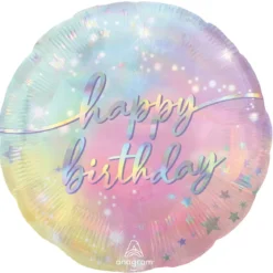 Folieballong Ø45 cm – pastellfärgad med texten Happy birthday