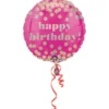 Folieballong Ø45 cm – rosa ballong med holografiska prickar – happy birthday