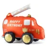 Folieballong stående brandbil, 67×53 cm – med texten "happy birthday"