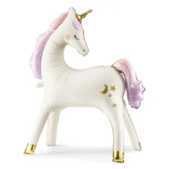 Folieballong stående unicorn / enhörning, 95×85 cm – direkt från magiska dalen!
