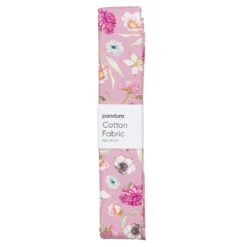 Färdigskuren tygbit 100×70 cm – stora blommor på rosa bakgrund