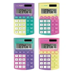 Färgglada miniräknare, 6,2×9,7 cm. Pris per styck, säljs assorterat online