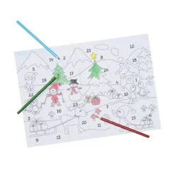 Färglägg en fin adventskalender med juligt motiv – 42×29,7 cm