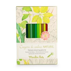 Färgpennor 12-pack med naturtema + 3 färgläggningskort