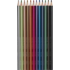 Färgpennor 12-pack Metallic, vaxbaserade pennor i metallicfärger