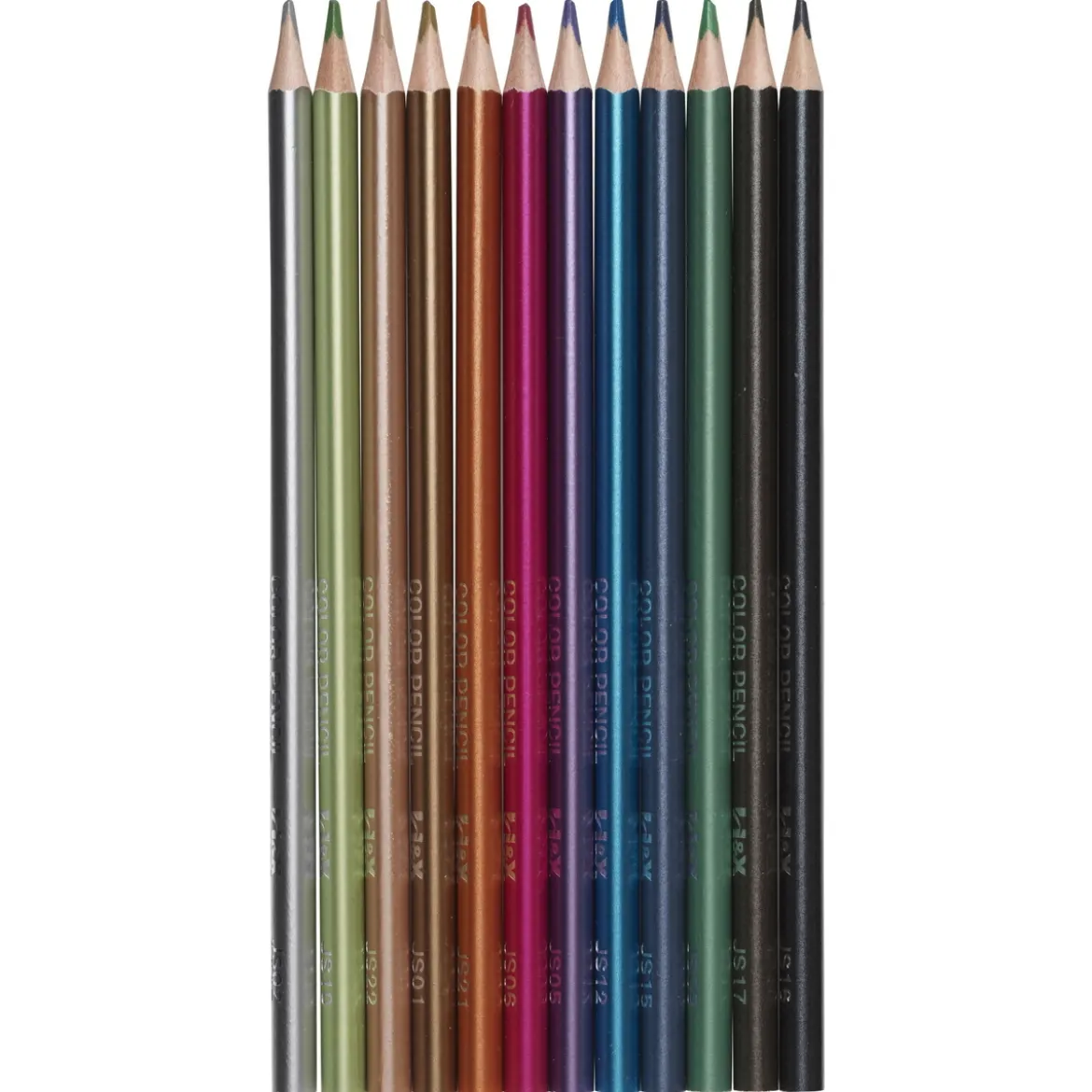 Färgpennor 12-pack Metallic, vaxbaserade pennor i metallicfärger