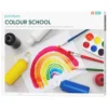 Färgskolan Kit – 5×250 ml hobbyfärg för barn, penslar, akvarellblock och guide