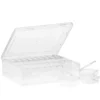 Förvaringslåda av transparent plast med 30 små askar, 22×17,5×6 cm