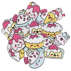 Funky Foam Kawaii & gullig mat, 60 bitar självhäftande dekorgummi. 20–40×40 mm