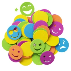Funky Foam självhäftande dekorgummi smileys, 60 st.