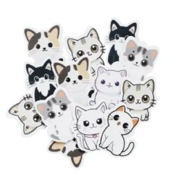 Funky Foam Söta katter, 60 bitar självhäftande dekorgummi, ca 25×45 mm