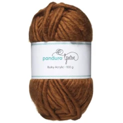 Garn Bulky Acrylic 100g brun – ett tjockt garn som ger resultat snabbt