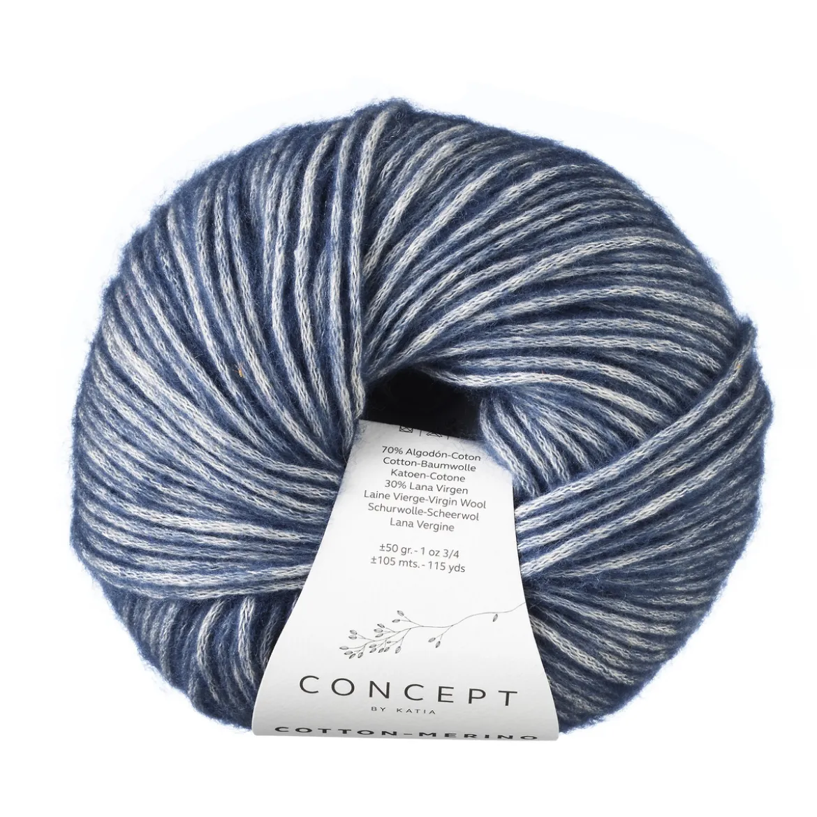 Garn Cotton Merino 50g blå 115