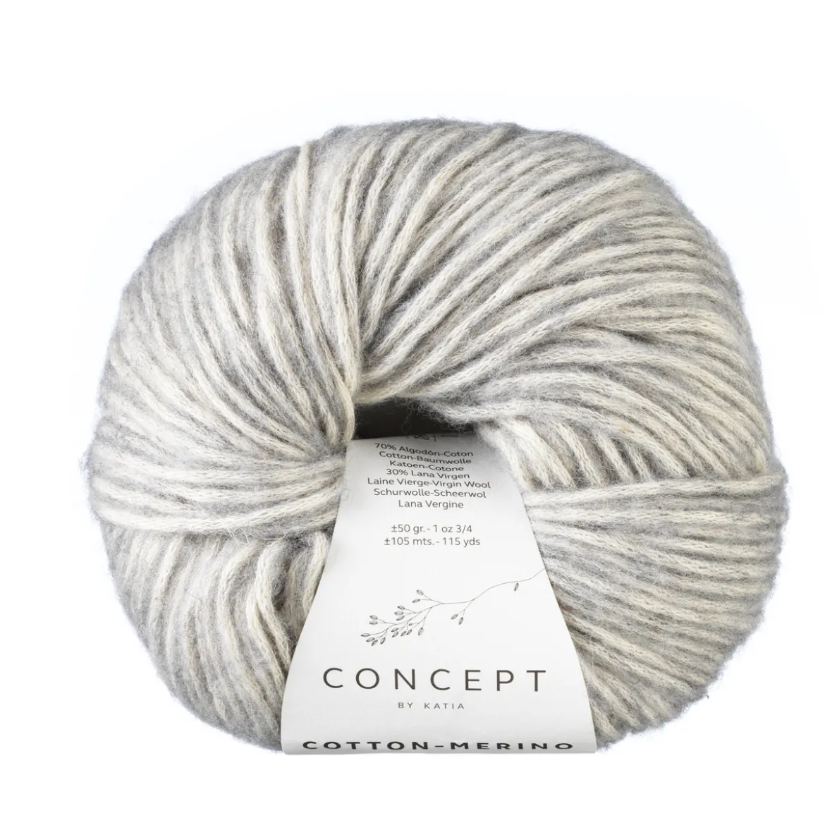 Garn Cotton Merino 50g ljusgrå 106