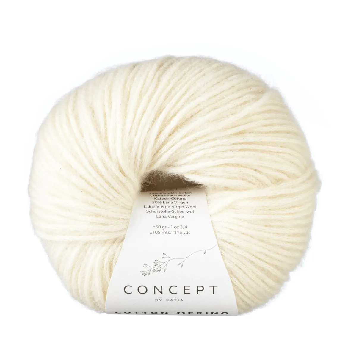 Garn Cotton Merino 50g natur 100
