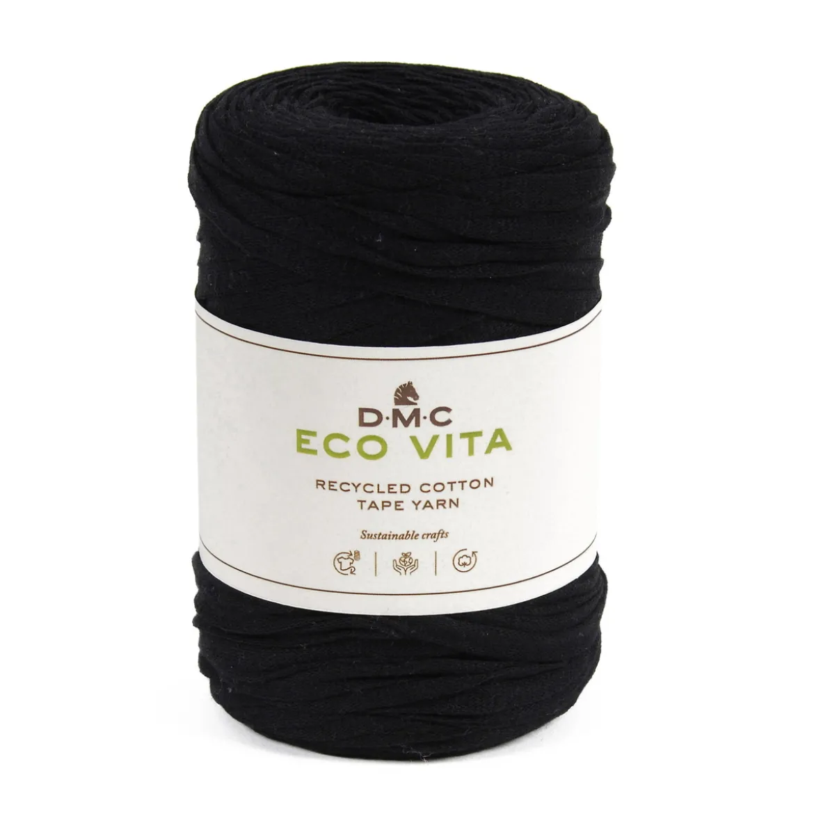 Garn DMC Eco Vita Tape Yarn bandgarn 250g svart