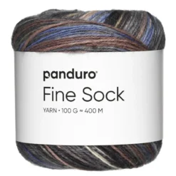 Garn Fine Sock 100g blå, bruna & grå nyanser