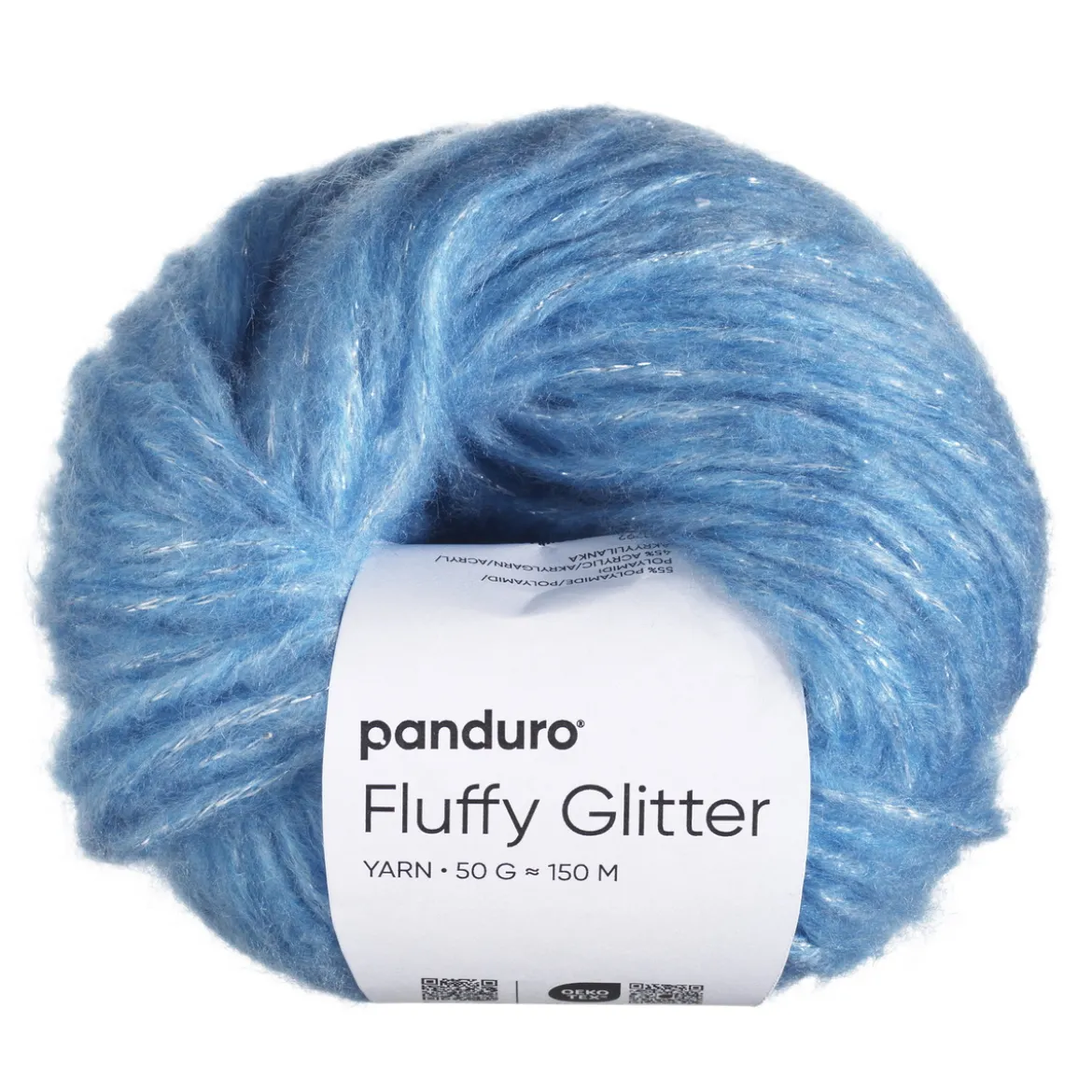 Garn Fluffy Glitter 50g blå