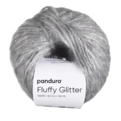 Garn Fluffy Glitter 50g grå