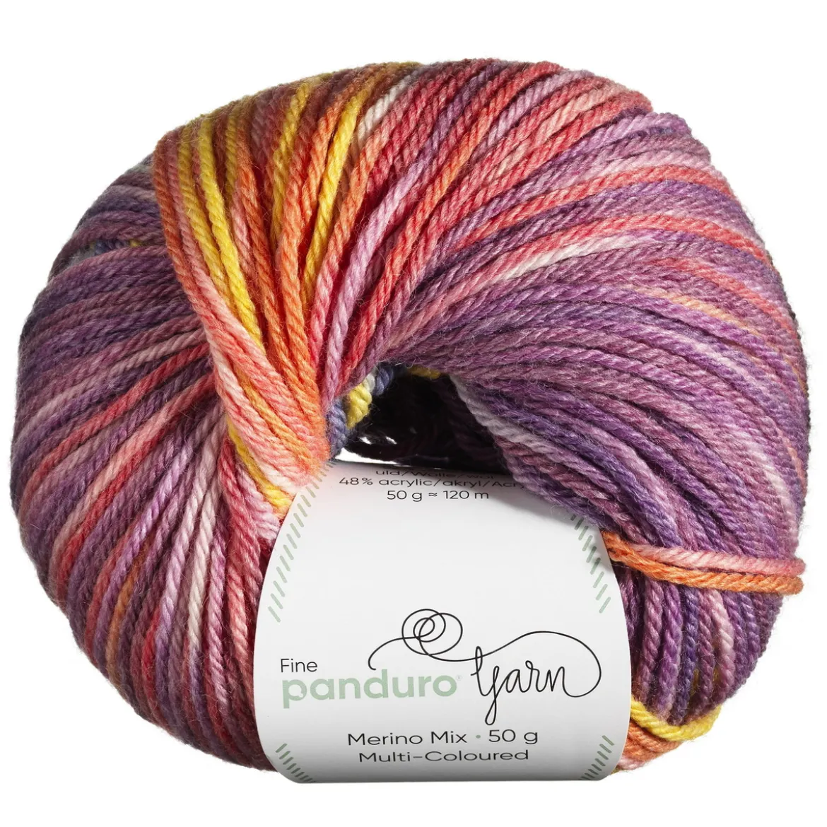 Garn Merino Mix Multi-Coloured 50g lila & gul