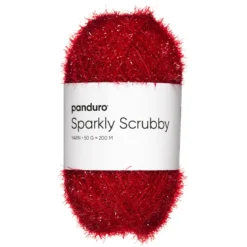 Garn Sparkly Scrubby 50g röd
