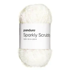 Garn Sparkly Scrubby 50g vitt iriserande & färgskiftande