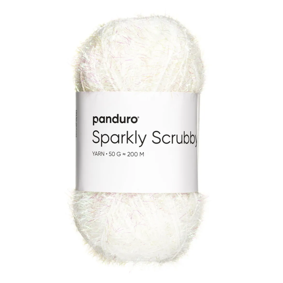 Garn Sparkly Scrubby 50g vitt iriserande & färgskiftande