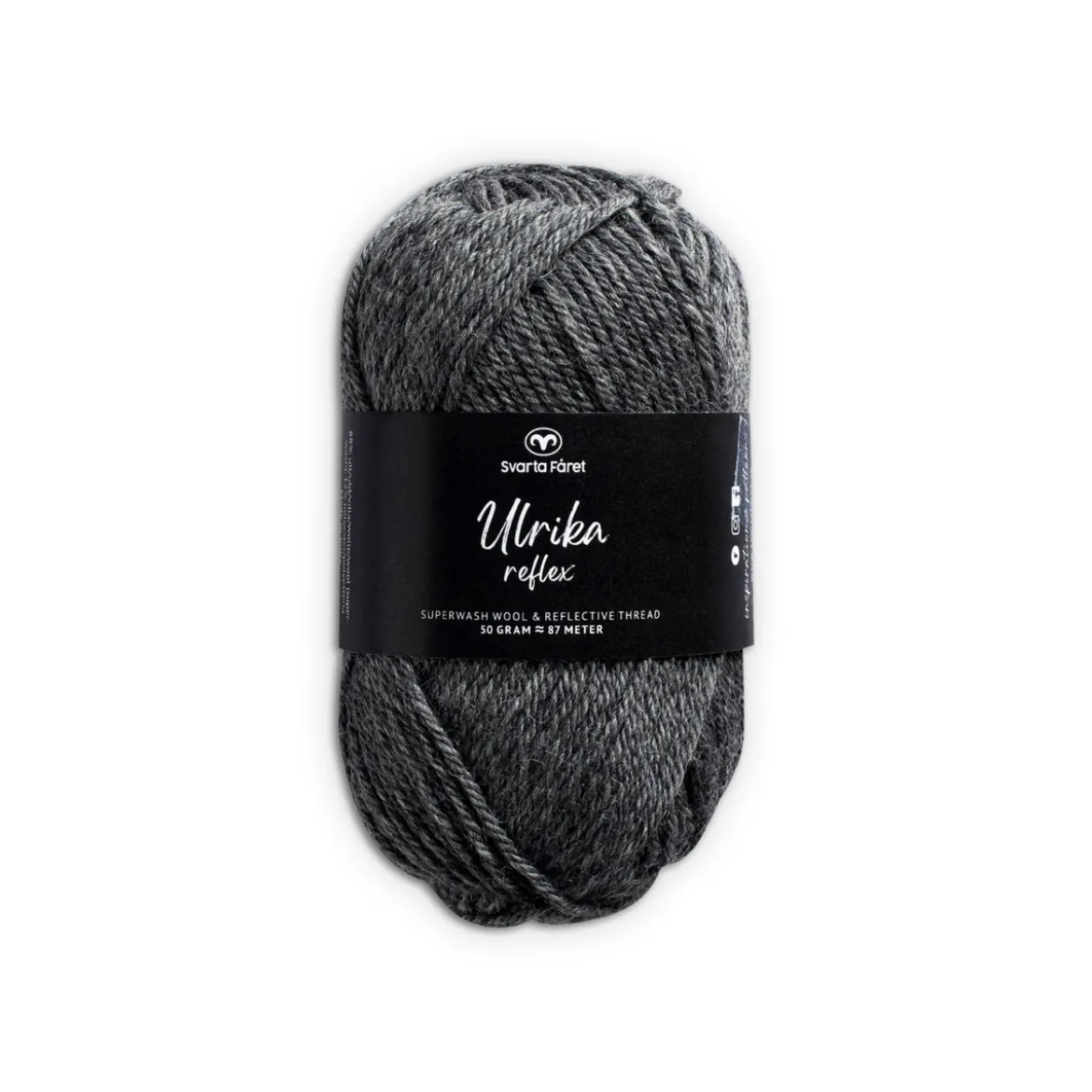 Garn Svarta Fåret Ulrika Reflex 50g grå – 008 Steel grey