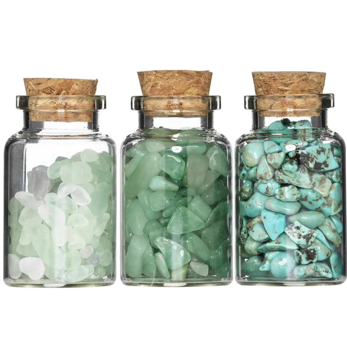 Gemstones halvädelstenar till dekoration, 3-pack grönt tema