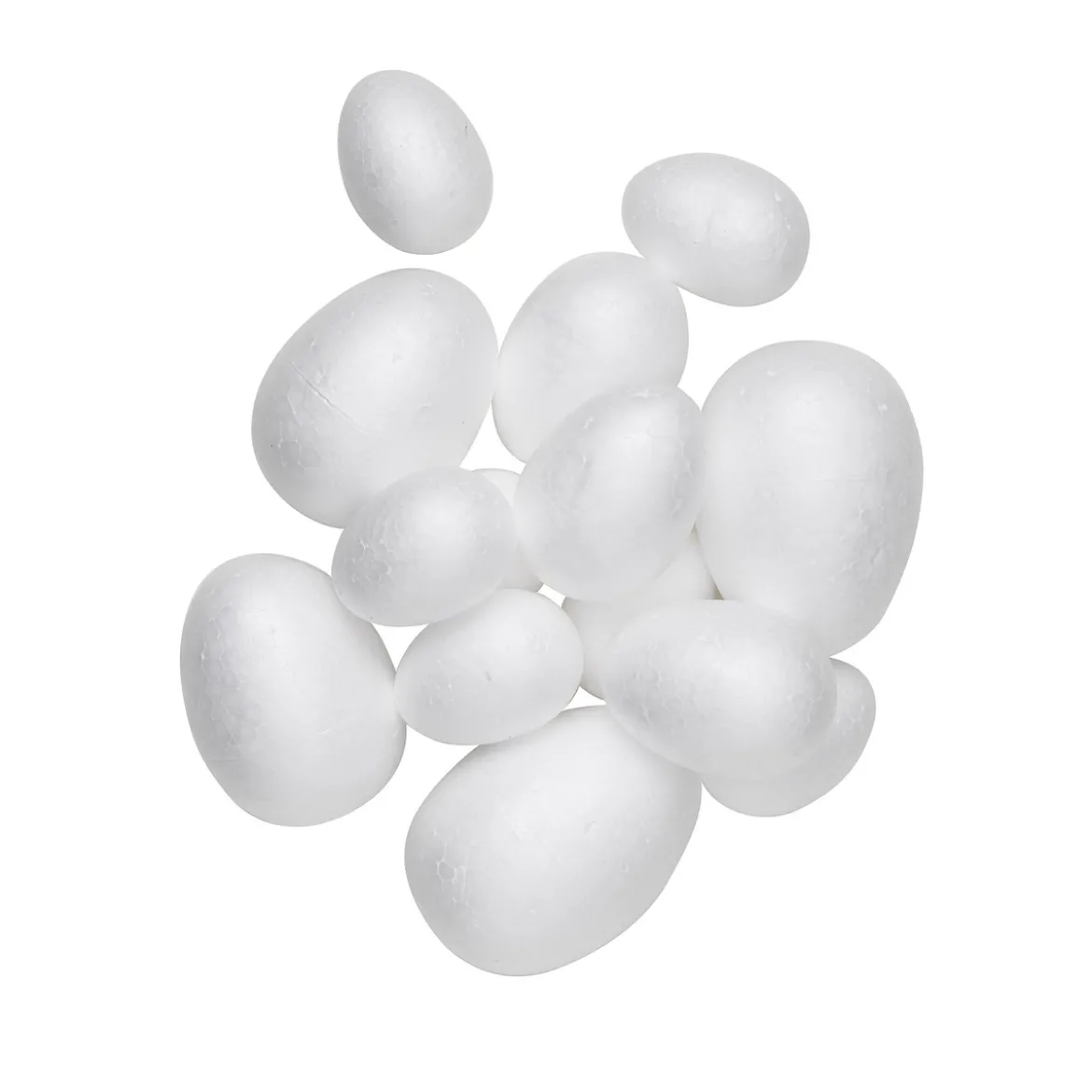 14 ägg av styrolit i en mix med 4 olika storlekar, Ø3 /4 / 5 / 6 cm