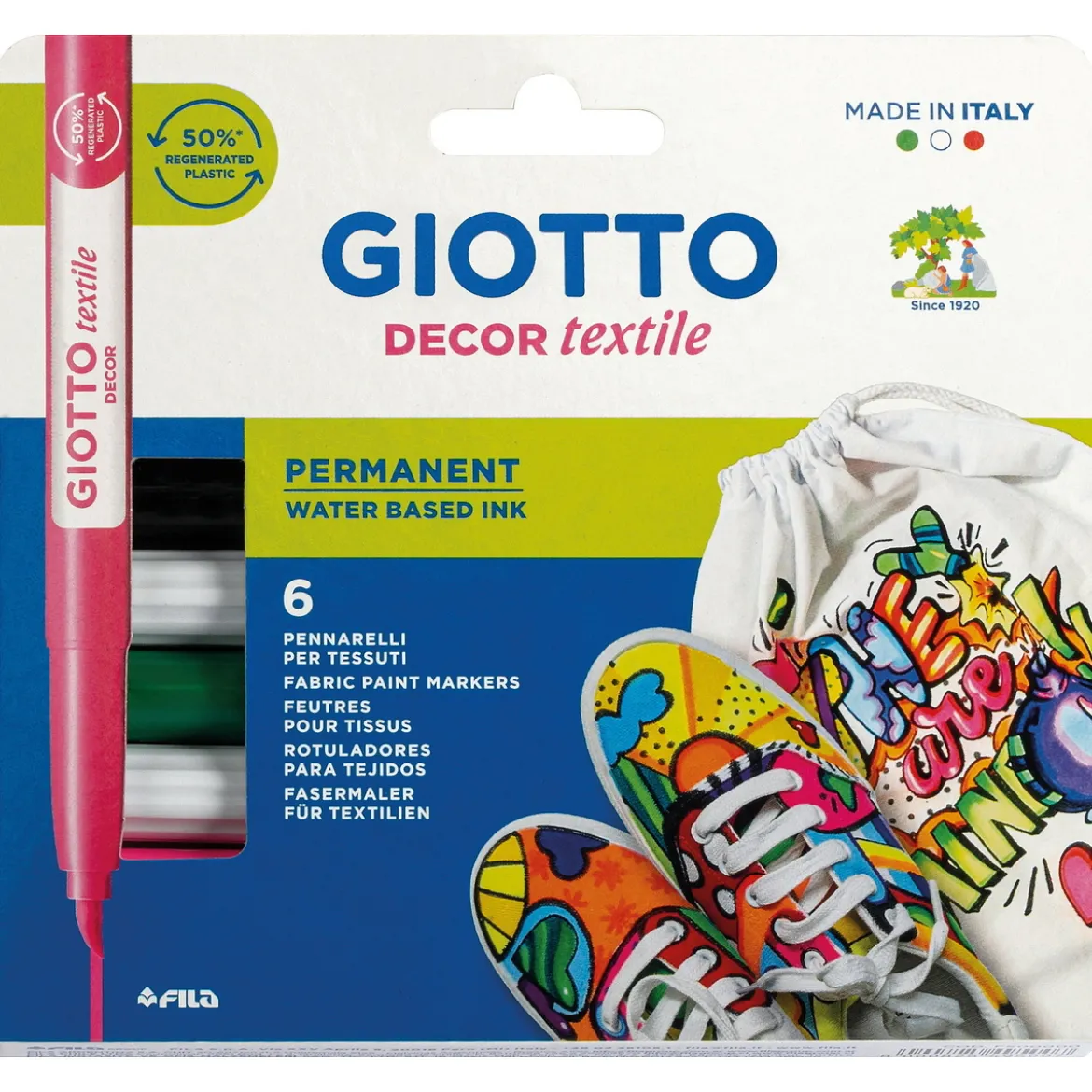 Giotto Decor Textilpennor 6st