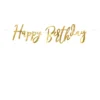 Girlang med "Happy Birthday" i guldmetallic – 62×16,5 cm text på 200 cm snöre