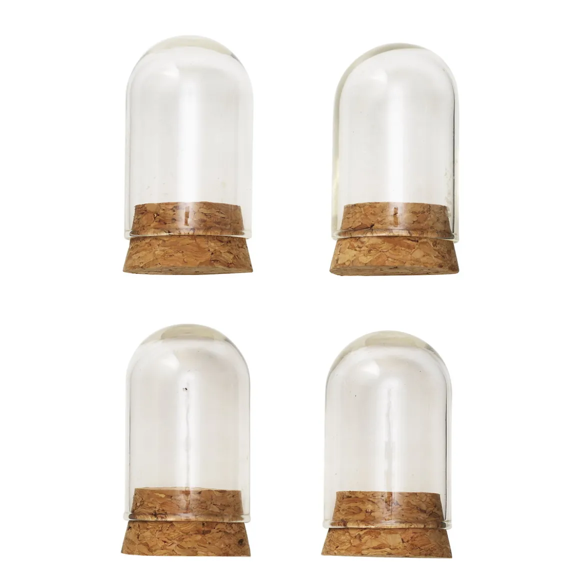 Glasflaskor vialer med kork 4 st. Ø2,5 cm, 4,3 cm höga