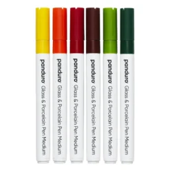 Glas & porslinspennor 6-pack i höst- & naturfärger, 2 mm spets