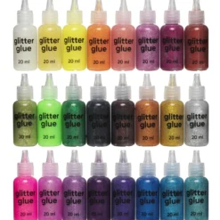 Glitterlim glitter glue i XL-set med 24 olika färger à 20 ml