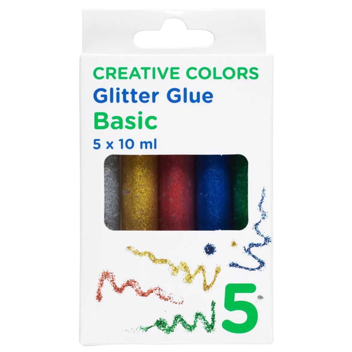 Glitterlim 5-pack basic – 5 basfärger à 10 ml