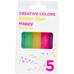Glitterlim 5-pack happy – 5 riktigt glada färger à 10 ml