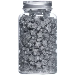 100 gram silvriga glitterstjärnor – 1×0,5 cm