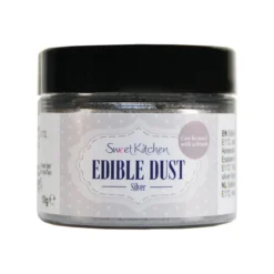 10 gram ätbart glitterpulver – silver