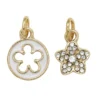 Guldfärgade hängen charms, blomma Ø10 mm, strassfylld blomma Ø10 mm