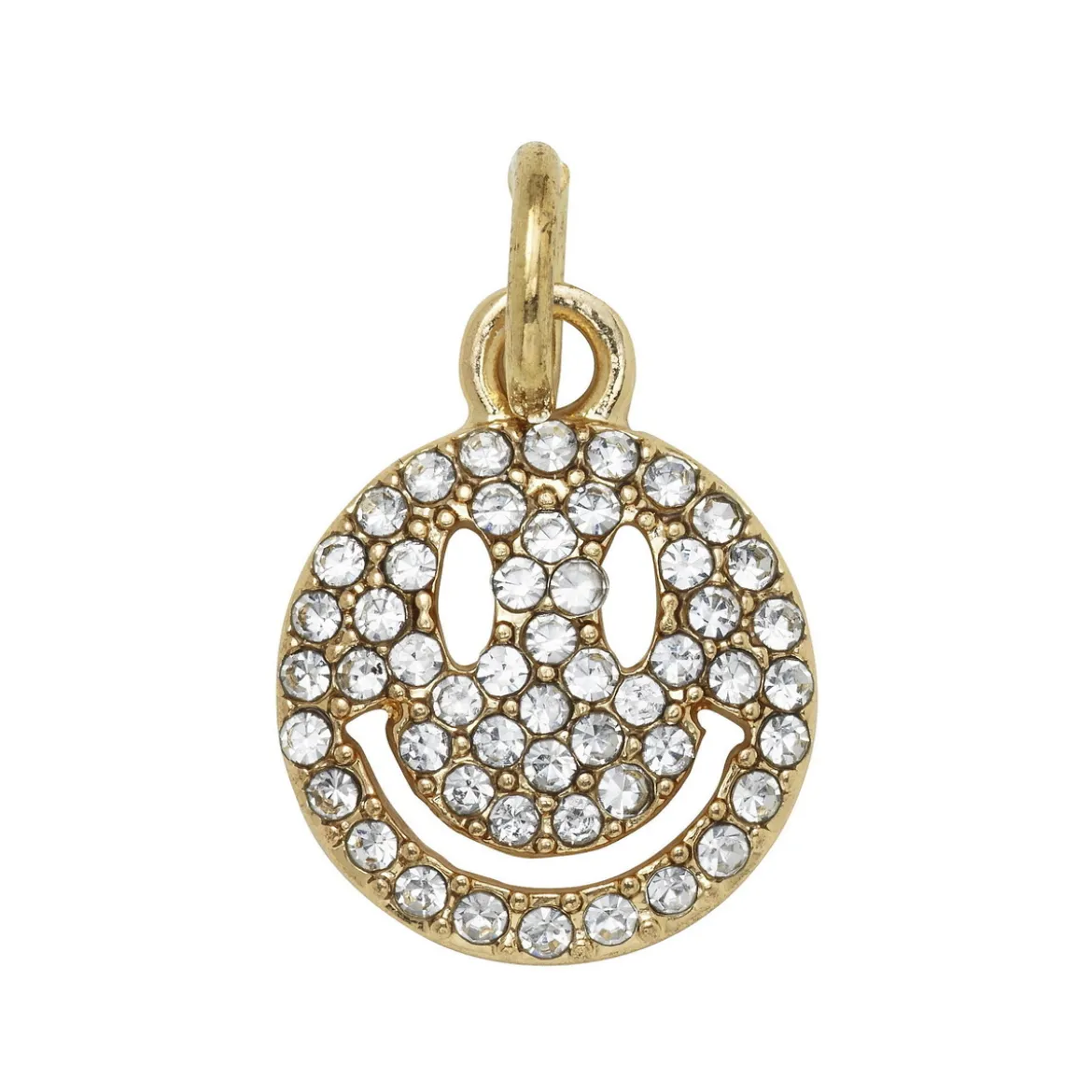 Guldfärgat hänge charm med smiley fylld av strass Ø12 mm