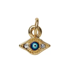 Guldfärgat hänge charm onda ögat med strass 7,8×9 mm