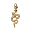 Guldfärgat hänge charm orm, strasstäckt, 8×20 mm
